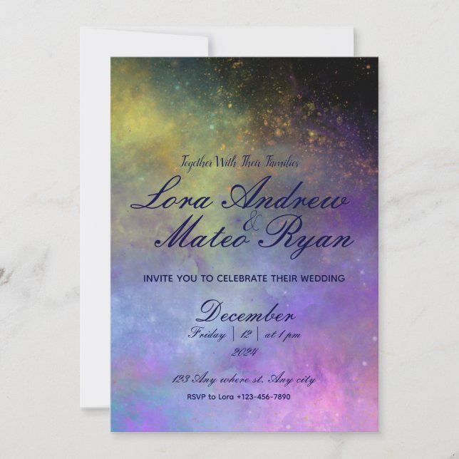Starry Night Sky - Elegant Wedding Invitation (Front)