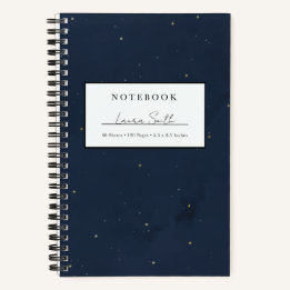 Starry Night Sky Faux Gold Personalised Notebook