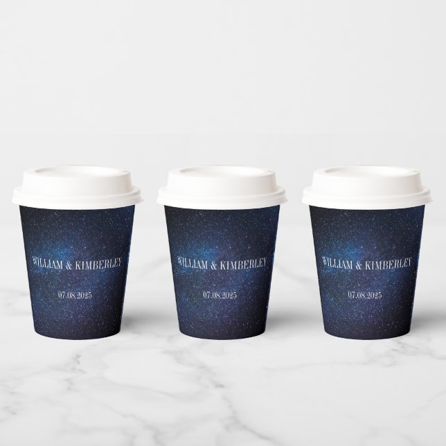 Starry Night Sky Galaxy Elegant Wedding Paper Cups (Multi)