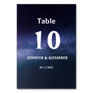 Starry Night Sky Galaxy Stars Cosmos Wedding Table Number