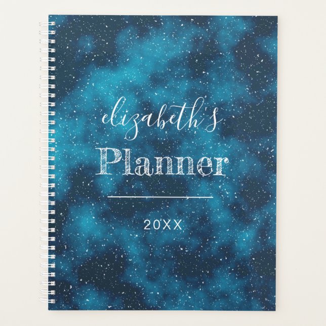 Starry Night Sky Personalised Blue 2024 Planner (Front)