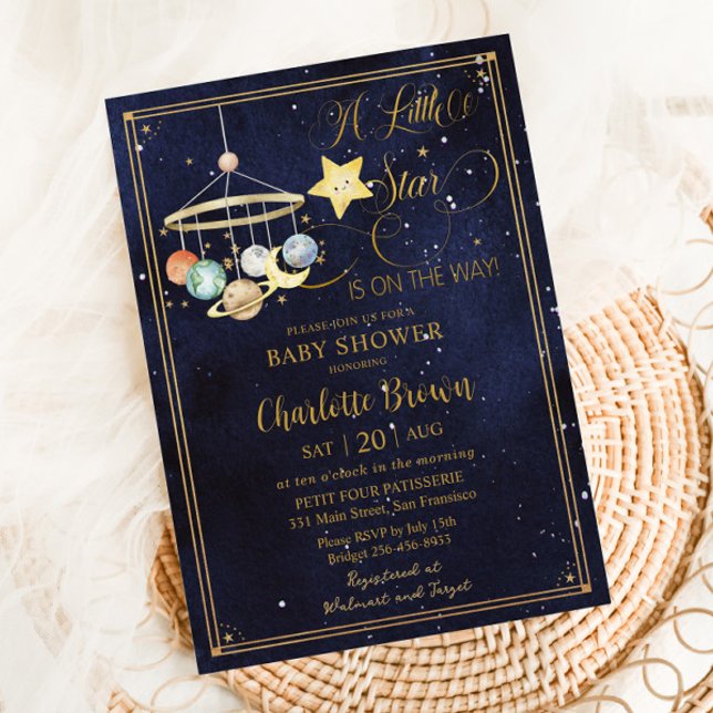 Starry Night Sky Planets Little Star Baby Shower Invitation (Creator Uploaded)