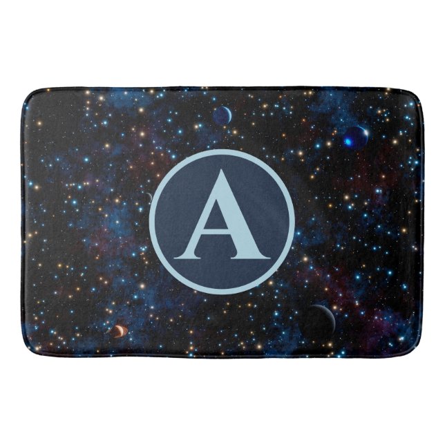 Starry night sky with stars and planets bath mat (Front)