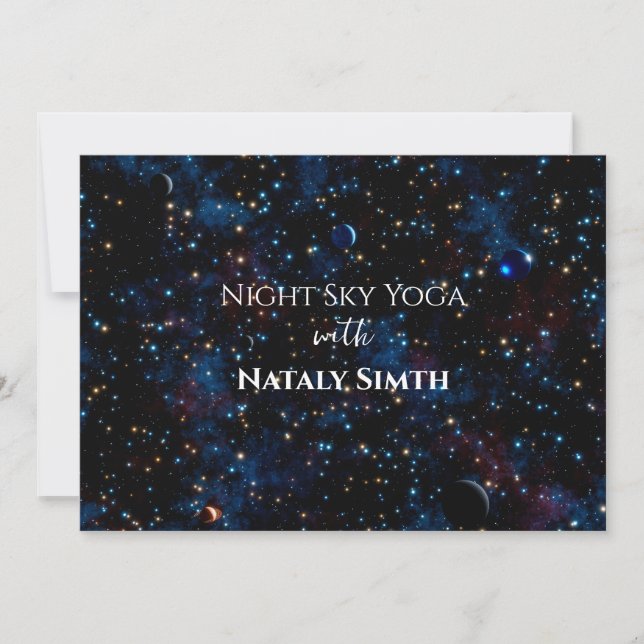 Starry night sky with stars and planets invitation (Front)