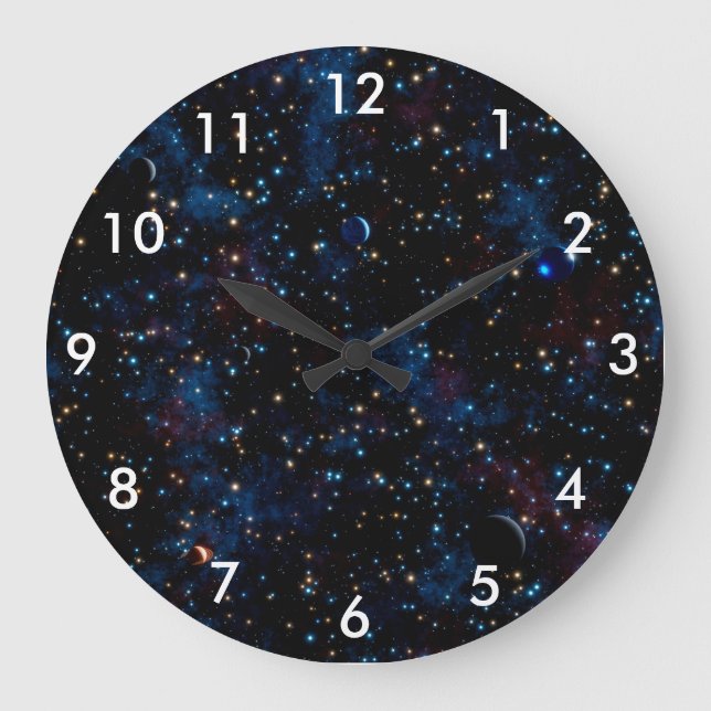Starry night sky with stars and planets large clock (Front)