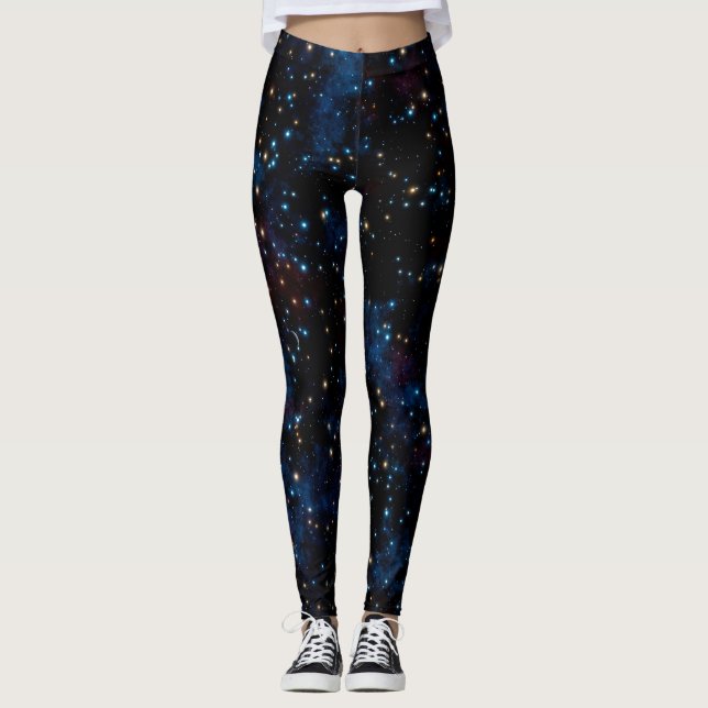 Starry night sky with stars and planets leggings (Front)
