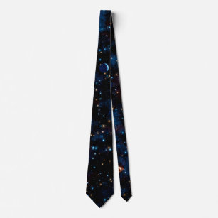 Starry night sky with stars and planets tie