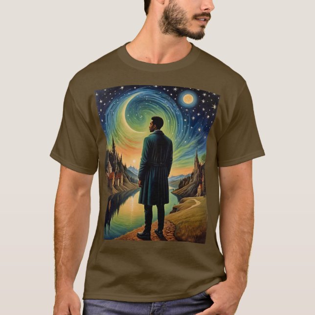 Starry Night Spiral Moon Castle Shirt (Front)