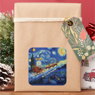 Starry Night St Nicholas Arrives In St Remy Square Sticker