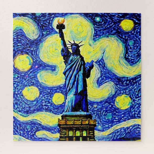 Starry Night Statue Of Liberty New York Jigsaw Puzzle (Vertical)