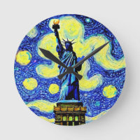 Starry Night Statue Of Liberty New York