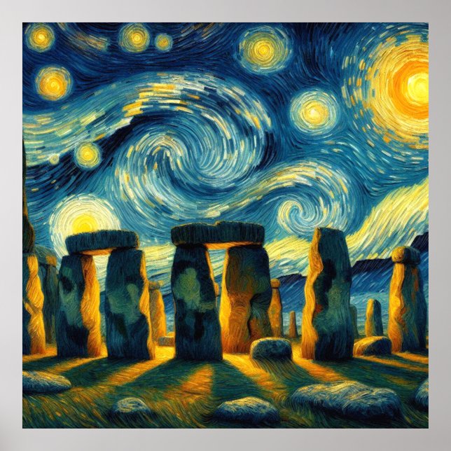 Starry Night Stonehenge Poster (Front)