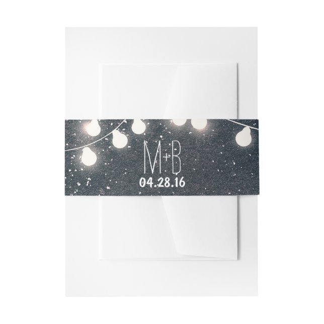 Starry Night String Lights Wedding Invitation Belly Band (Front Example)
