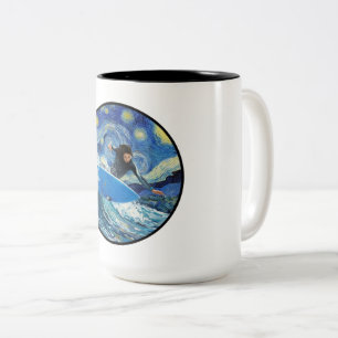 Starry Night Surfer  Two-Tone Coffee Mug