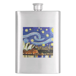 Starry Night Sydney Australia Opera House Hip Flask