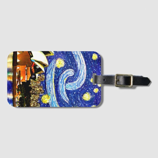 Starry Night Sydney Australia Opera House Luggage Tag (Front Horizontal)