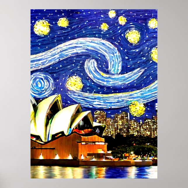 Starry Night Sydney Australia Opera House Poster (Front)