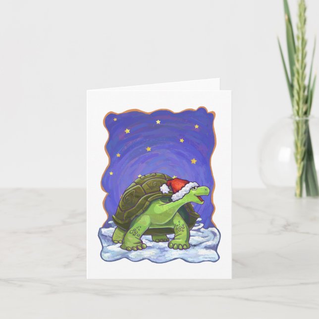 Starry Night Tortoise Christmas Holiday Card (Front)