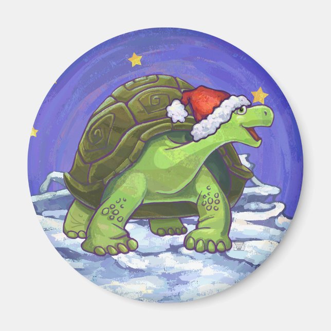 Starry Night Tortoise Christmas Magnet (Front)