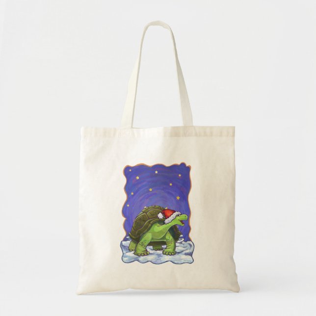 Starry Night Tortoise Christmas Tote Bag (Front)