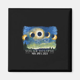 Starry Night Total Solar Eclipse 2024 American Tot Magnet