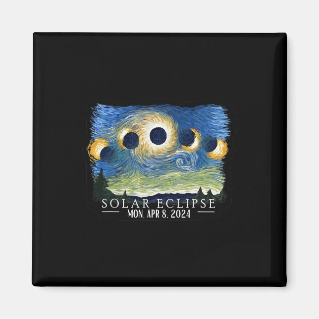 Starry Night Total Solar Eclipse 2024 American Tot Magnet (Front)