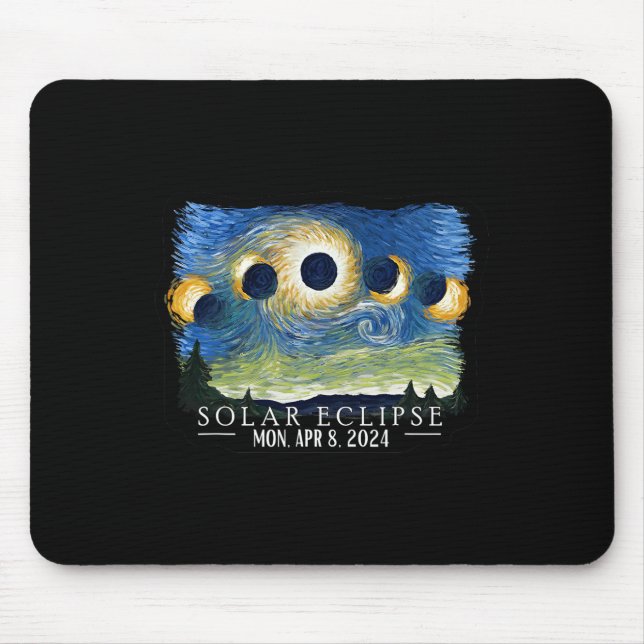 Starry Night Total Solar Eclipse 2024 American Tot Mouse Pad (Front)
