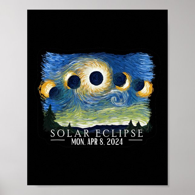 Starry Night Total Solar Eclipse 2024 American Tot Poster (Front)