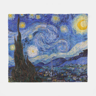 Starry Night: Town Saint Remy by Vincent Van Gogh Fleece Blanket