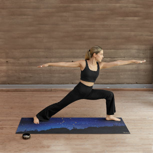 Starry Night Trees Gold Libra Constellation Zodiac Yoga Mat