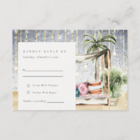 Starry Night Tropical Palm Cabana Wedding RSVP