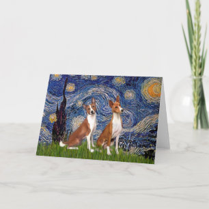 Starry Night - two Basenji's Holiday Card