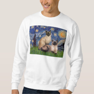 Starry Night - Two Siamese cats (Choc Pt) Sweatshirt