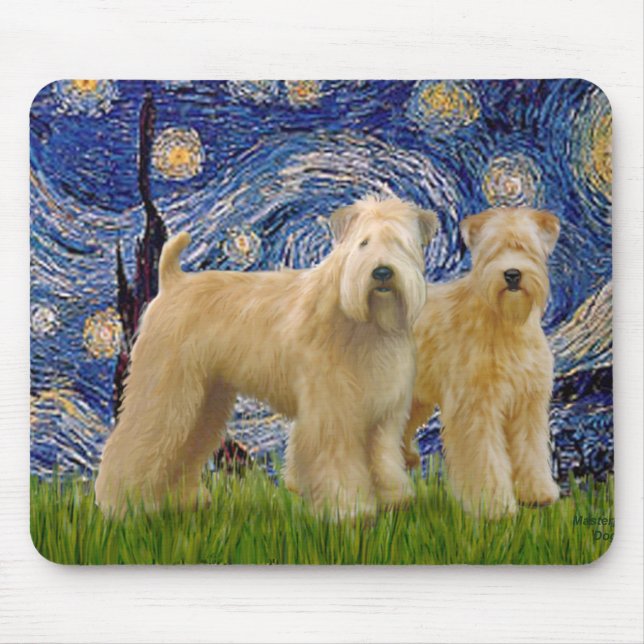 Starry Night - Two Wheaten Terriers (2nd) Mouse Pad (Front)