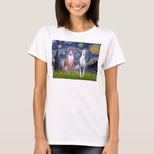 Starry Night - Two Whippets T-Shirt