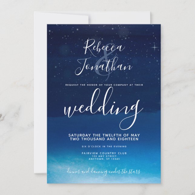 Starry Night Under the Stars Wedding Invitation (Front)