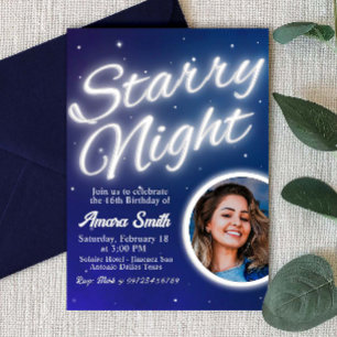 Starry Night - Under the Stars with Photo Invitation