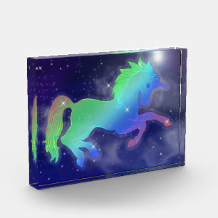 Starry Night Unicorn Flight   Fantasy Art Photo Block