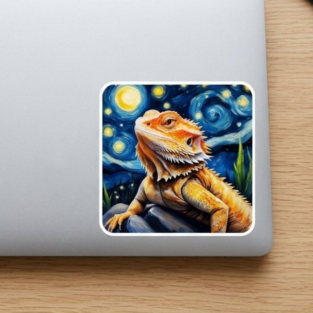 Starry Night Van Gogh Bearded Dragon Art Square Sticker (Creator Uploaded)