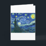 Starry Night ~ Van Gogh Card<br><div class="desc">The most famous painting by Vincent Van Gogh. A modern masterpiece featuring a dark blue night landscape decorated with bright colour swirls of yellow, white and orange twinkling stars. Original Dutch title: De sterrennacht . This oil panting features the view outside Van Gogh ‘s sanitorium window at night although the...</div>