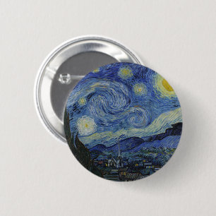 Starry Night & Van Gogh /famous vintage art 6 Cm Round Badge