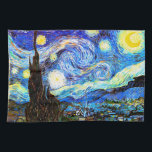 Starry Night Van Gogh Fine Art Tea Towel<br><div class="desc">Starry Night,  the most famous painting of Dutch Post-Impressionist master Vincent van Gogh. A lone cypress tree,  a sleeping village,  and a sky that whirls with stars. 

 Post-Impressionism nature landscape fine art.</div>