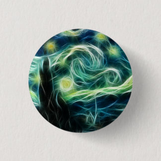 Starry Night Van Gogh Fractal Art 3 Cm Round Badge