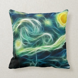 Starry Night Van Gogh Fractal art Cushion