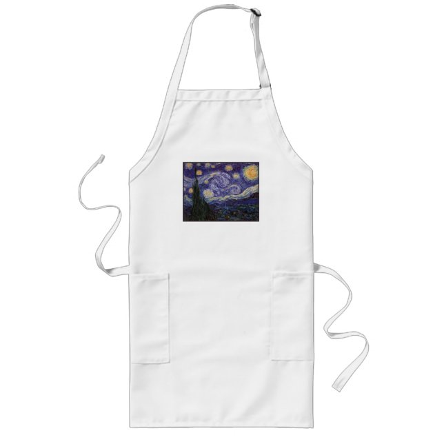 Starry Night, Van Gogh French Town Saint Remy Long Apron (Front)