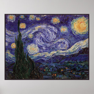 Starry Night, Van Gogh French Town Saint Remy Poster
