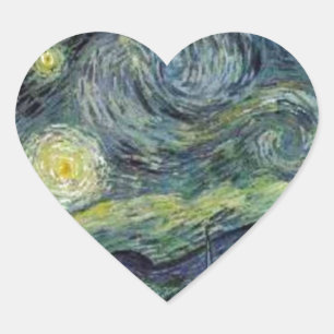 Starry Night - van Gogh Heart Sticker