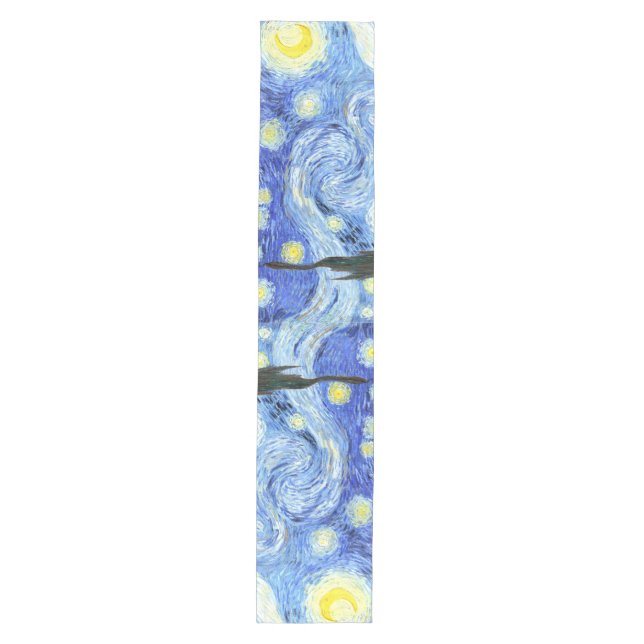 Starry Night Van Gogh Impressionism Table Runner (Front)