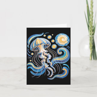 Starry night van gogh jellyfish scuba diving surf card
