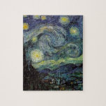 Starry Night - van Gogh Jigsaw Puzzle<br><div class="desc">From the miner's lamp of Nuenen to the one he placed on his window-sill following the scene with Gauguin; from the evening star he noted in 1875 in Corot Olive Orchard to the letter he wrote to his brother in August 1888, in which he said: "Some day or other you...</div>